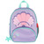 Skip Hop purple seashell backpack with pink shell design, turquoise trim and starfish charm on white background
