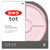 OXO Tot pink divided plate showing three food sections