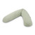 Sage green muslin covered Theraline maternity and nursing pillow in curved U-shape on white background