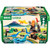 Brio World Dinosaur Deluxe Set with wooden train tracks, blue dinosaurs, volcano and trees in green packaging