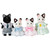 Sylvanian Families Tuxedo Cat Family flocked figures with individual outfits
