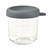 BEABA glass storage jar with grey lid and measurement markings, 250ml capacity, shown empty on white background