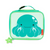 Skip Hop Zoo insulated lunch bag in turquoise with cute smiling octopus design and green starfish zipper pull on white