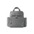 Skip Hop grey nappy backpack with multiple zippered compartments, side pockets and white logo on neutral background