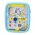 Front view of Bluey My First Interactive Tablet showing lenticular character screen, sliding Play bar, and six icon buttons