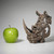 Edge Sculpture Miniature Rhinoceros Bust Figurine feature highlight
