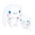 Cinnamoroll super soft squishy plush 26cm shown in two sizes with blue eyes and floppy white ears