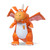 Orange Zog dragon plush toy with wings spread, white belly, yellow star emblem and single white horn