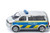 SIKU VW T5 German police van die-cast model toy with blue and yellow Polizei livery and roof lights