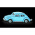 Siku VW Beetle diecast model in light blue with chrome details, side profile view on black background