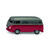 Siku VW T1 Transporter die-cast toy van in red and silver with Linde Service branding, side profile view on white background