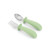 Skip Hop Besties Squad Fork and Spoon Set Green - lifestyle shot showing toddler self-feeding at mealtime