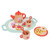 Peppa Pig Wooden Tea Set - angled view of mint tray with natural wood teapot, two cups, red spoons and food-themed play pieces including cookies and donut | Peekaboobaby