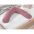 Theraline Original Maternity Pillow Melange Rosewood Bamboo - top view on white bedding showing bamboo fabric texture and U-shape
