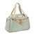 Beaba Sydney II sage green nappy bag, front angled view with cream handles