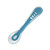 Beaba 2nd stage soft silicone spoon in blue, diagonal angle showing bowl and handle