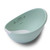 Empty Bubble Cuddle Bath in sage with white seat support on rim, angled view