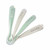 Beaba ergonomic 1st stage silicone spoons set of 4 in velvet grey and sage green, fanned