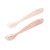 Beaba 1st stage silicone spoons in cotton candy and sorbet, diagonal close-up