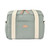 Beaba Paris pearl grey changing bag overhead, cream handles and leather branding