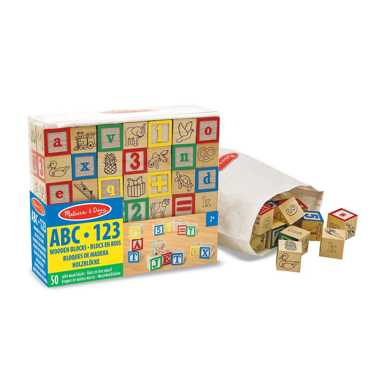 Melissa & Doug ABC/123 Wooden Blocks & Pouch 