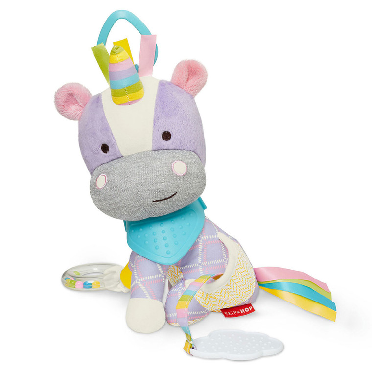 Skip Hop Bandana Buddies Unicorn stroller toy with crinkle bandana