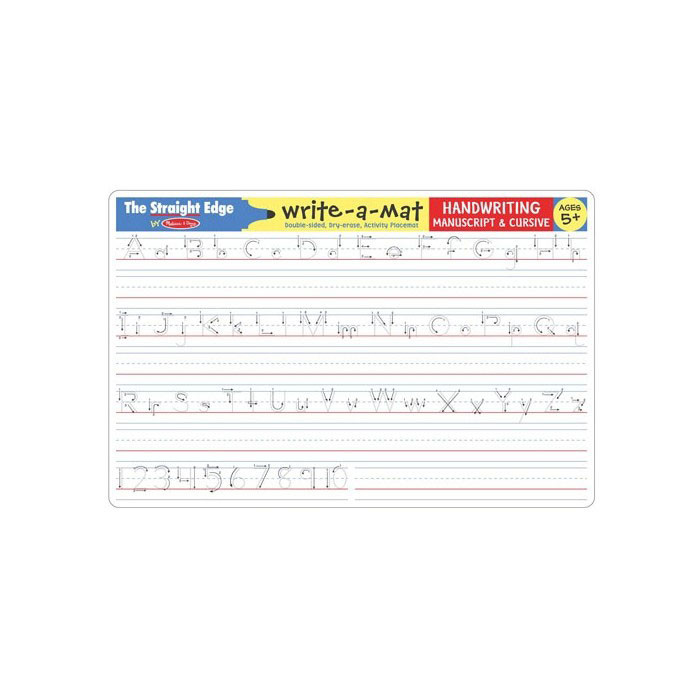 Melissa & Doug Write A Mat Handwriting Placemat showing print and cursive letter formation guides