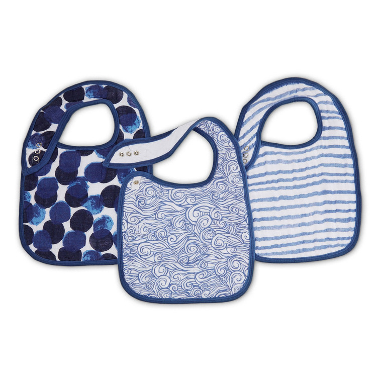 aden + anais 3 pack muslin snap bibs - Seafaring 