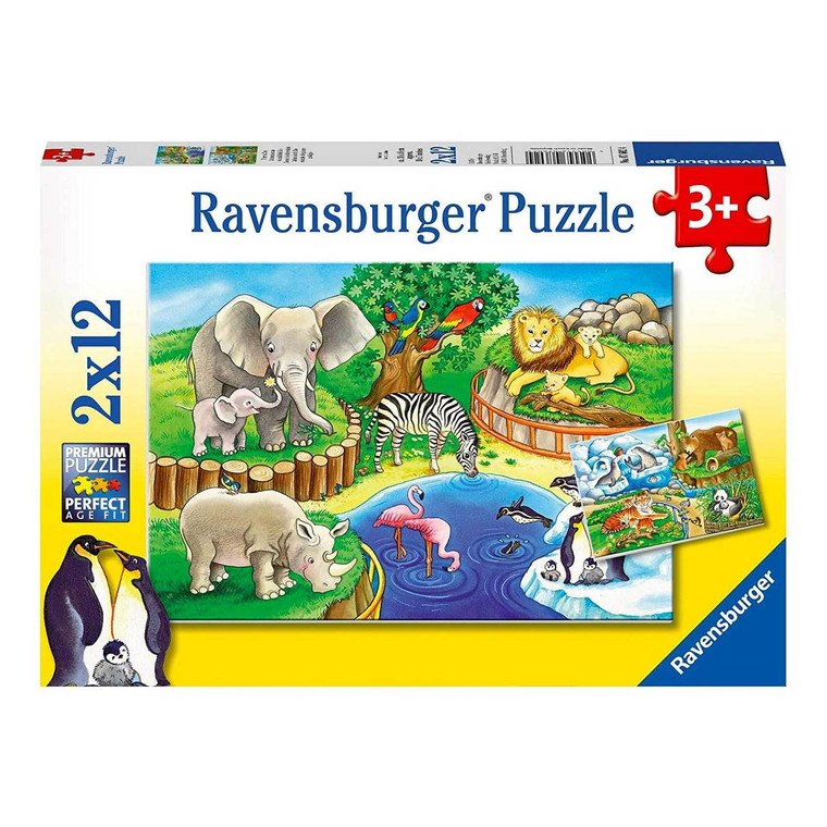 Ravensburger Animals In The Zoo Puzzle 2x12pc box with zoo animal artwork