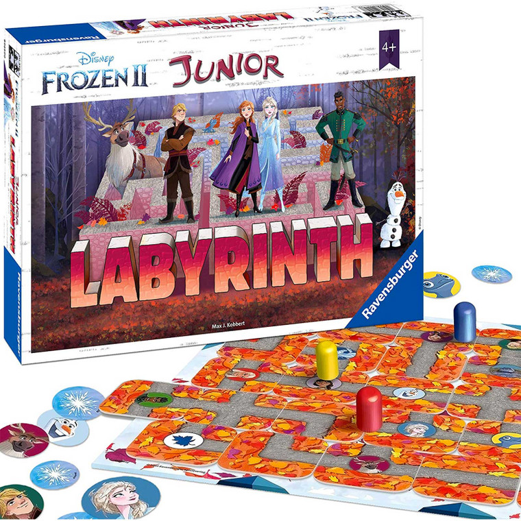 Ravensburger Frozen 2 Junior Labyrinth family playing game showing maze mechanic