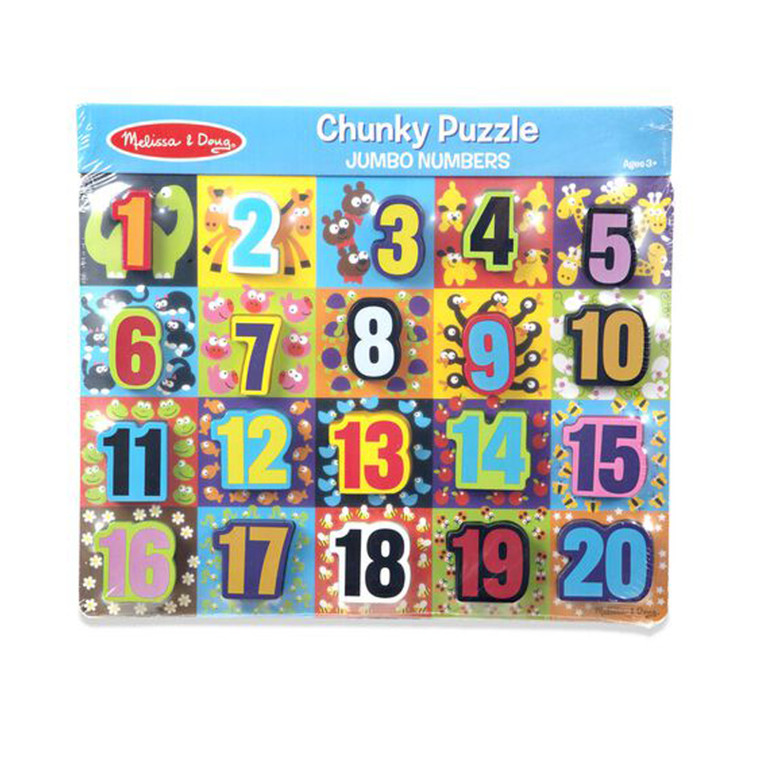 Melissa & Doug numbers chunky puzzle colourful wooden pieces