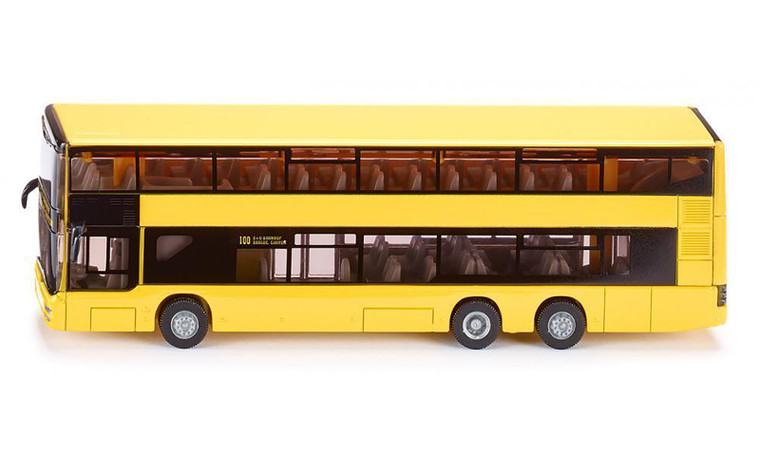 SIKU MAN double-decker bus 1:87 scale side profile showing full two-deck bus body, windows and authentic Berlin public transport styling