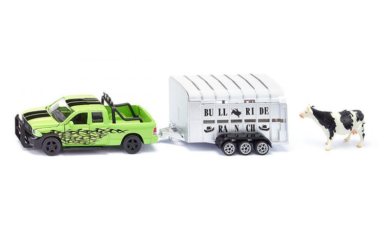 SIKU Ifor Williams livestock trailer die-cast with ventilation slats and opening rear gate, side profile view