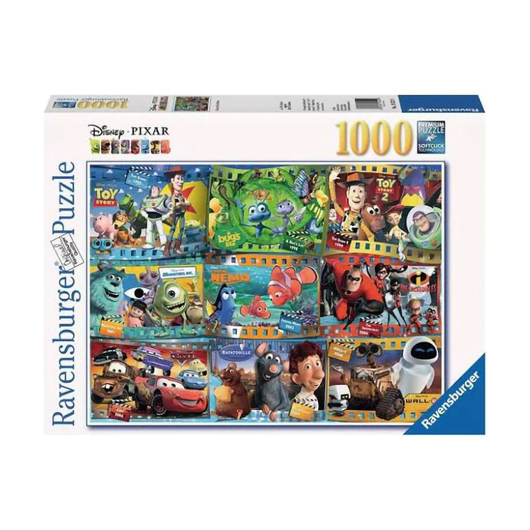 Ravensburger Disney Pixar Movies 1000pc puzzle completed showing characters from beloved Pixar films