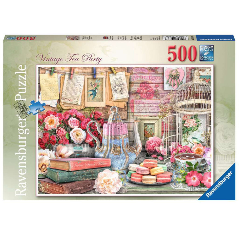 Ravensburger Vintage Tea Party 500pc puzzle completed showing nostalgic tea party scene