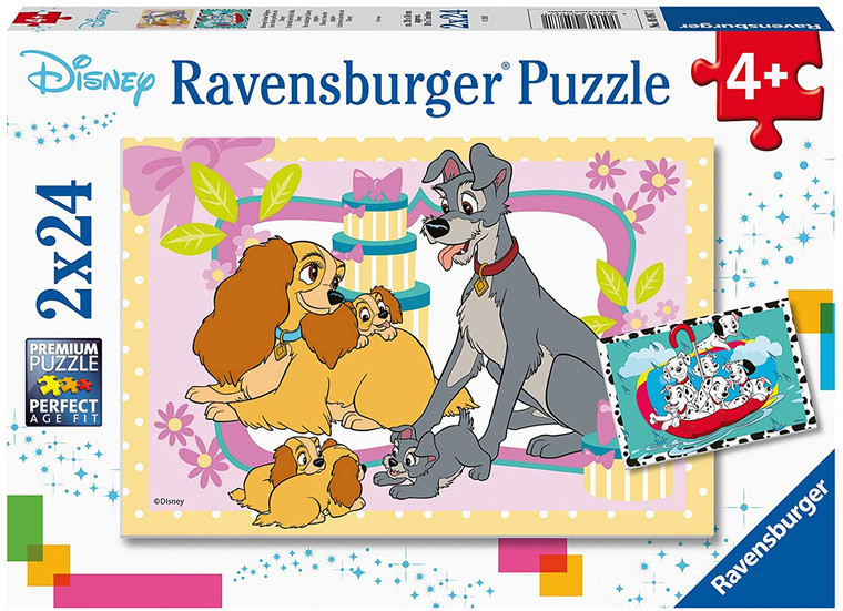 Ravensburger Disney Favourite Puppies 2x24pc puzzle box set with Disney dog character scenes