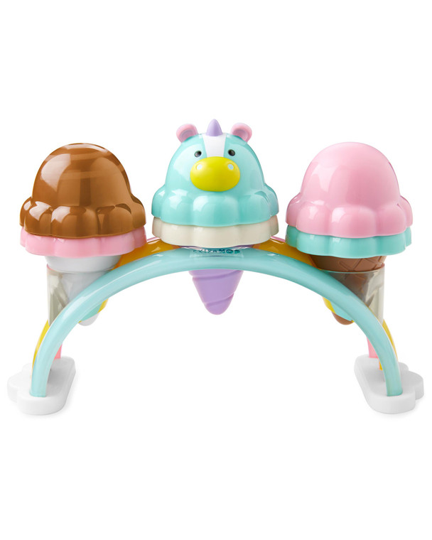 Skip Hop unicorn ice cream toy set with three colourful scoops on turquoise arch stand with white feet