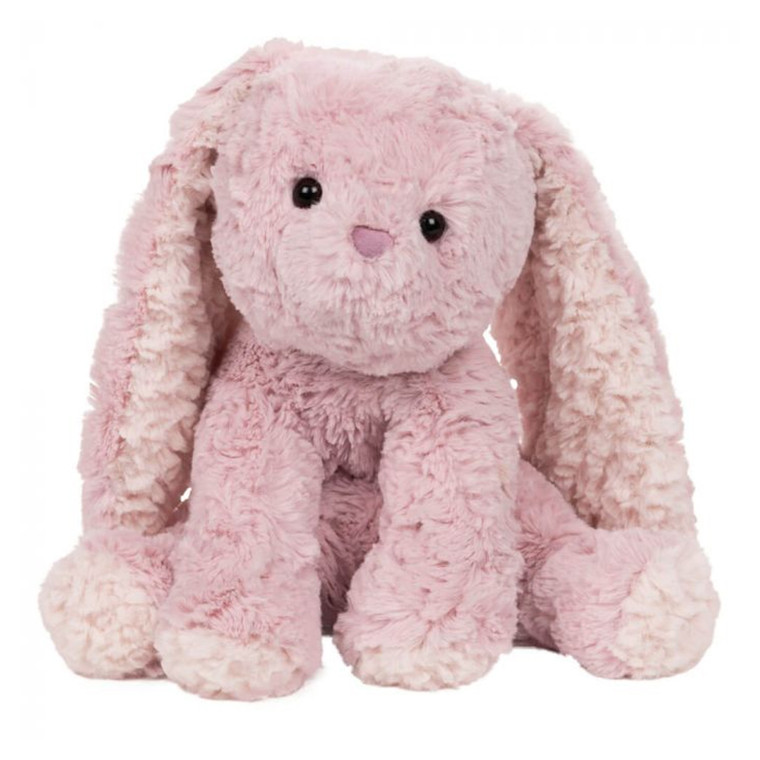 Gund Cozys pink plush bunny rabbit toy with long floppy ears and soft fluffy fur on white background