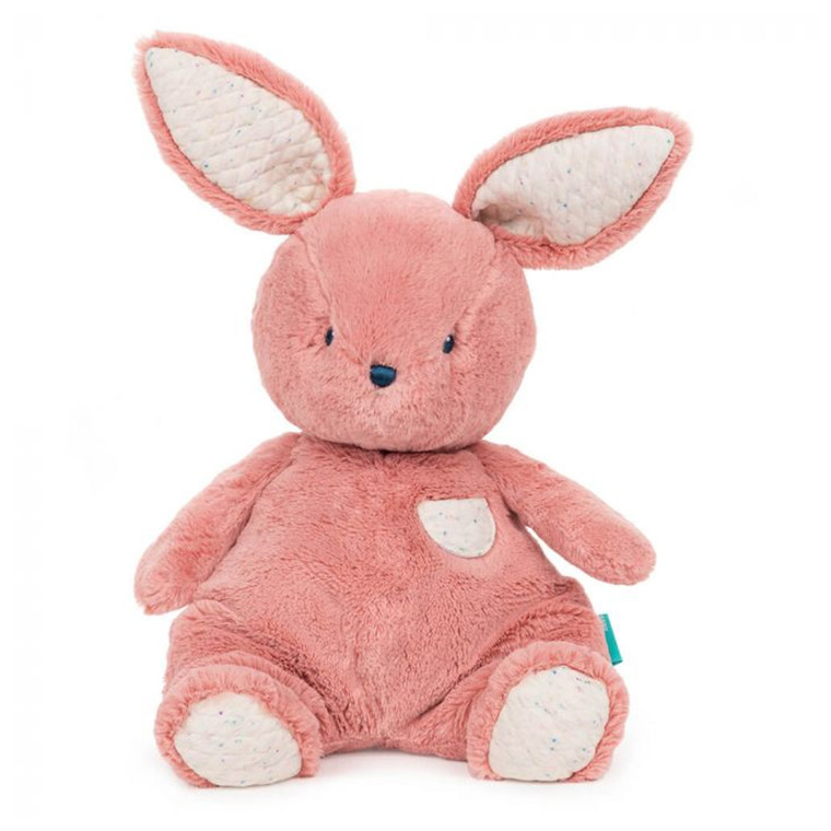Gund Oh So Snuggly pink plush bunny toy with large ears and white inner details sitting against white background