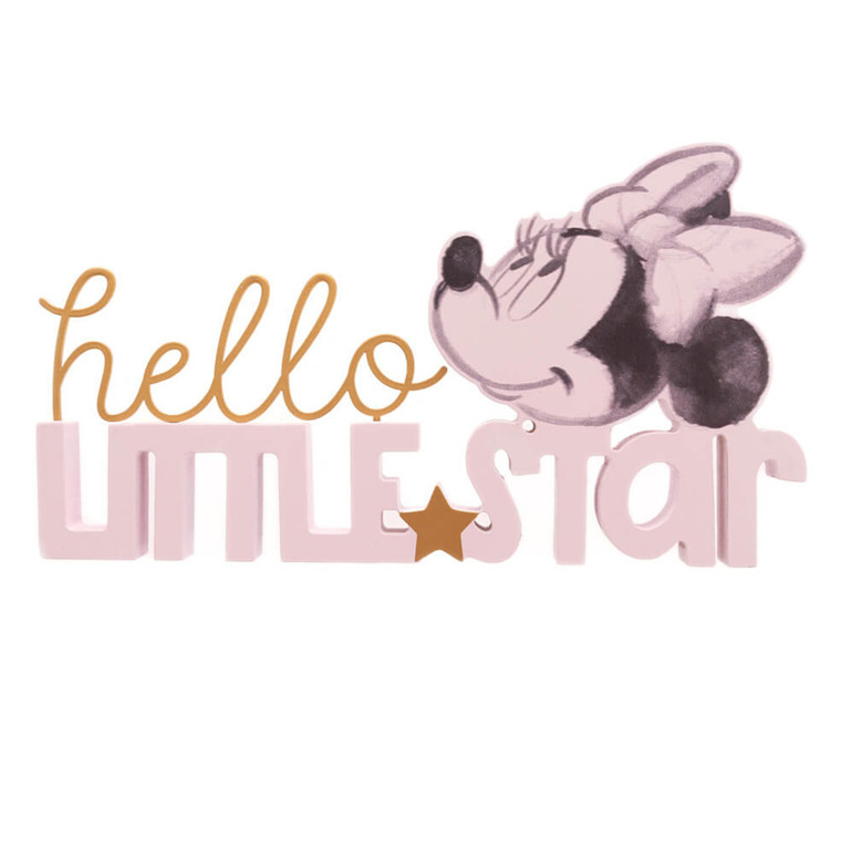 Disney Minnie Mouse Hello Little Star Word Plaque gold metal and MDF
