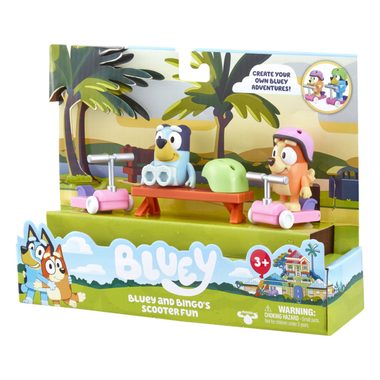 Bluey S5 Fig & Vehicle Figurine Set - Bluey & Bingo's Scooter Fun