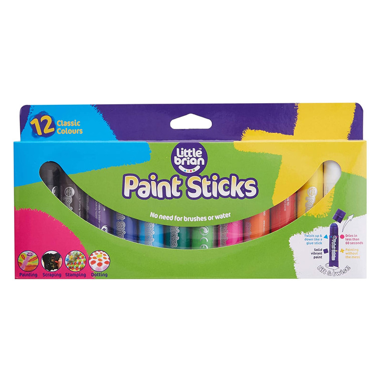 Little Brian Paint Sticks - Classic 12 pk - Mess Free Art Kids Activity