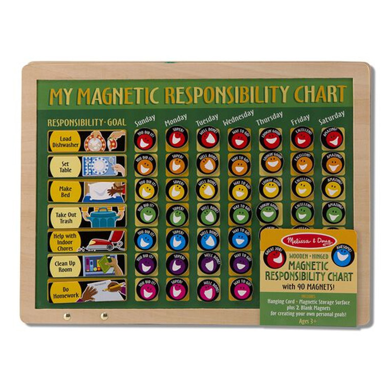 Melissa and Doug Magnetic Responsibility Chart wooden board with chore tiles