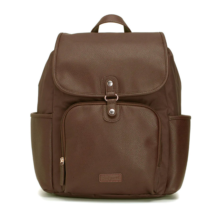 Babymel Freddie Faux Leather Nappy Backpack - Tan Interior View | Peekaboo Baby
