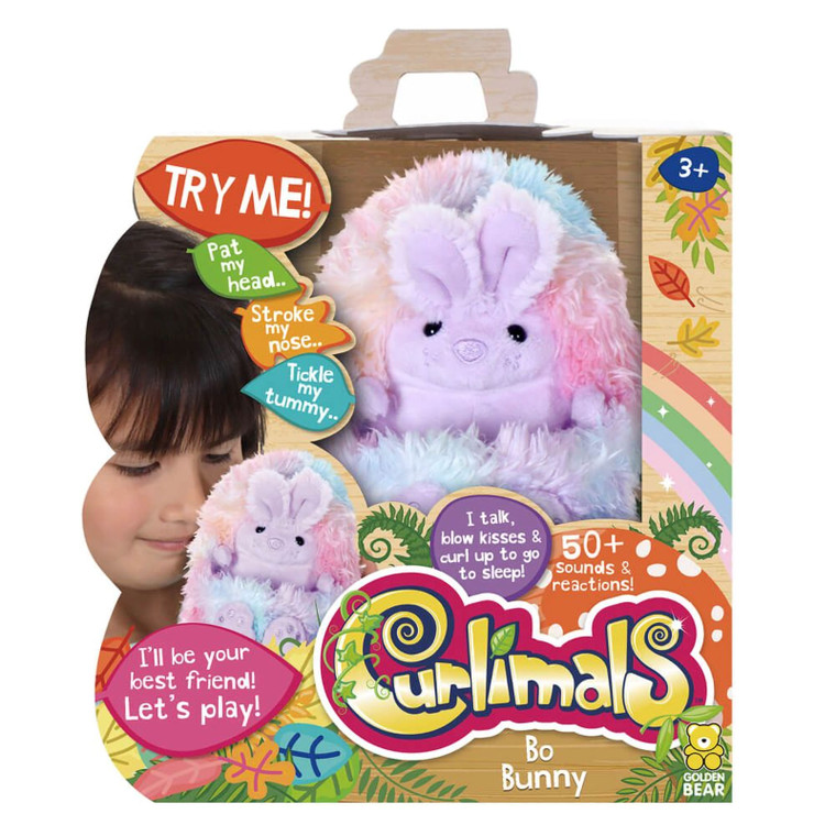 Curlimals Interactive Plush Toy - Bo the Bunny Detail | Peekaboo Baby