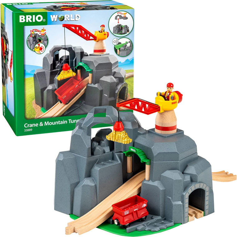 Shop BRIO Crane and Mountain Tunnel Train Set - 7 Pcs at Peekaboo Baby Australia