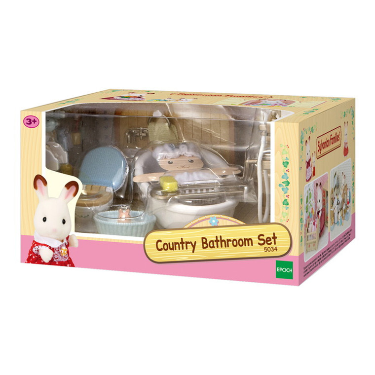 Sylvanian Families Country Bathroom Set with bathtub, toilet and washbasin
