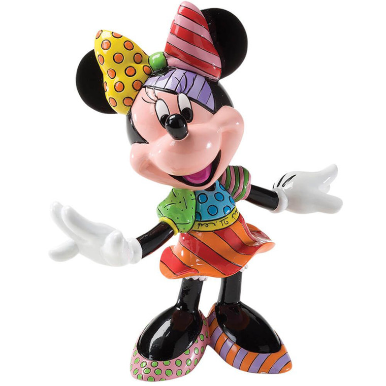 Disney by Britto Minnie Mouse Large Figurine 20cm front view, bold Romero Britto pop art style in pink and black