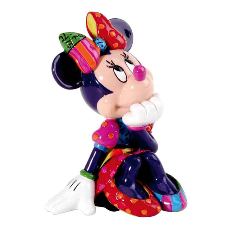 Disney by Britto Minnie Mouse Mini Figurine front view, classic polka dot bow in bold Britto pop art colours