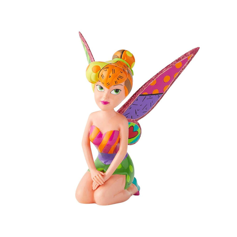 Disney Britto Tinker Bell medium figurine side view, glitter-edged wing detail and heart motifs